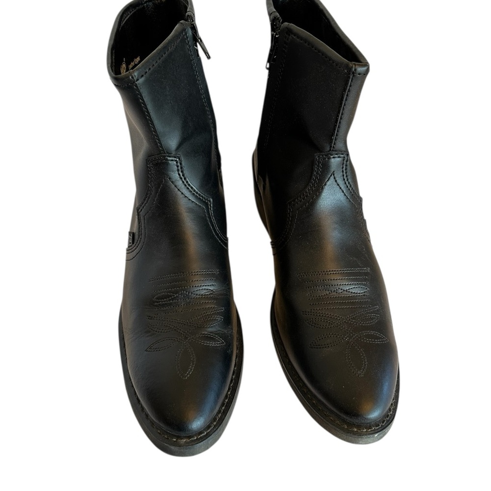 Justin Basic Boots Black Leather Ankle Boots JB104 11D - Picture 4 of 13